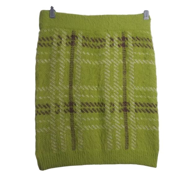 Arizona Green Plaid Mini Fuzzy Skirt Party Size Small - Picture 1 of 5